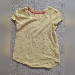Cat & Jack Yellow Tee with Pink Dots